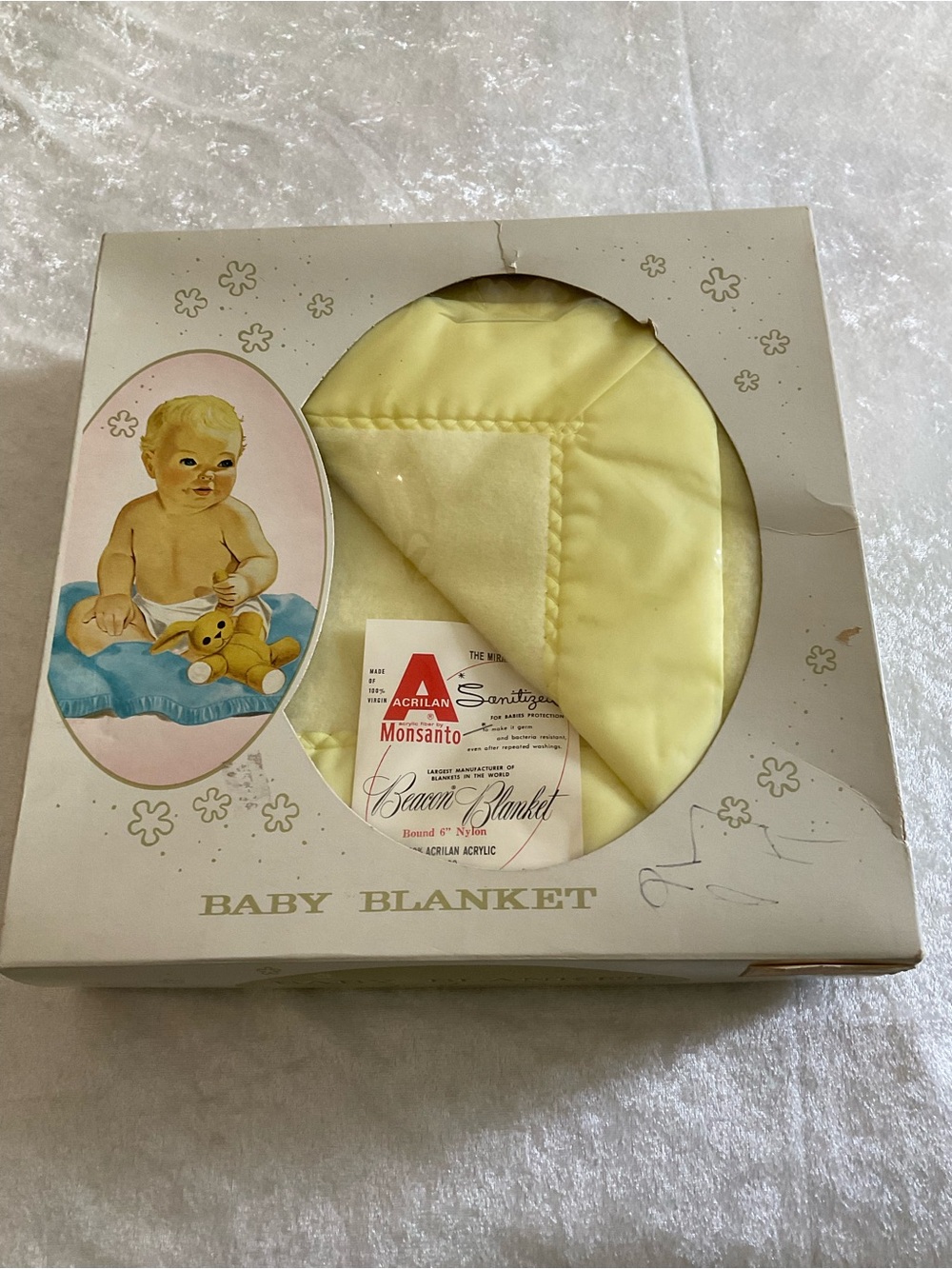 Beacon Pale Yellow Baby Blanket - Soft Acrylic Throw Vintage